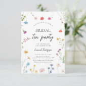 Invitation Douche fleur sauvage Tea Party (Debout devant)