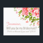 Invitation Douche Fleur, Seras-Tu Ma Porte-Mère ? | rose<br><div class="desc">A sweet and cute way to ask someone to be your bridesmaid. These pretty Bridesmaid Request cards feature an arching bouquet of baby pink flowers. Use the CUSTOMIZE IT button above to add text. This collection comes in several modern colors & has many matching products available: wedding invitations, save the...</div>