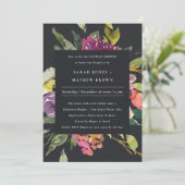 INVITATION DOUCHE FLORALE BLACK JAUNE BURGUNDY BURGUNDY (Debout devant)