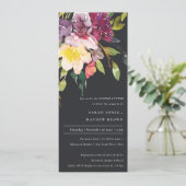 INVITATION DOUCHE FLORALE BLACK JAUNE BURGUNDY BURGUNDY (Debout devant)