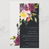 INVITATION DOUCHE FLORALE BLACK JAUNE BURGUNDY BURGUNDY (Devant / Derrière)