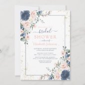 Invitation Douche florale bleu clair rose bleu clair (Devant)