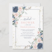Invitation Douche florale bleu clair rose bleu clair (Devant)
