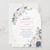 Invitation Douche florale bleu clair rose bleu clair (Devant)