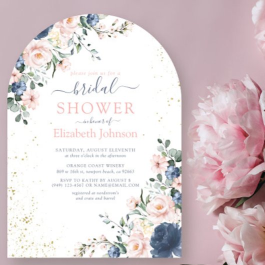 Invitation Douche florale bleu clair rose bleu clair