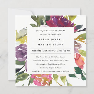 INVITATION DOUCHE FLORALE BURGUNDY JAUNE CLAIRE