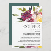 INVITATION DOUCHE FLORALE BURGUNDY JAUNE CLAIRE (Devant / Derrière)