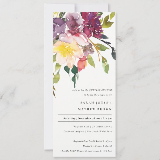INVITATION DOUCHE FLORALE BURGUNDY JAUNE CLAIRE (Devant)