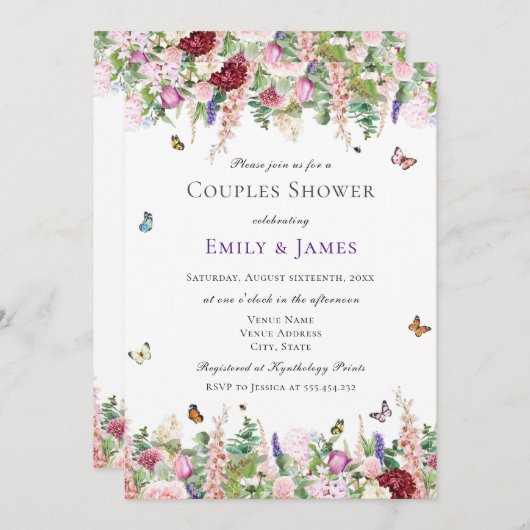 Invitation Douche Florale Couples (Devant / Derrière)