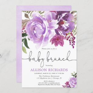 Invitation Douche florale de brunch de bébé de fille de