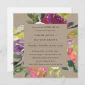 INVITATION DOUCHE FLORALE DE COUPLES FLORAUX DE KRAFT JAUNE B (Devant / Derrière)