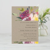 INVITATION DOUCHE FLORALE DE COUPLES FLORAUX DE KRAFT JAUNE B (Debout devant)