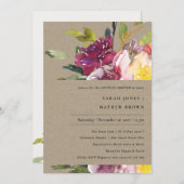 INVITATION DOUCHE FLORALE DE COUPLES FLORAUX DE KRAFT JAUNE B (Devant / Derrière)