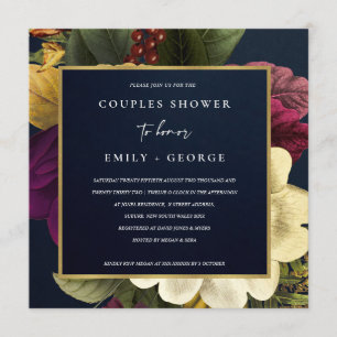 INVITATION DOUCHE FLORALE DE COUPLES VINTAGES RÉTRO DE MARINE