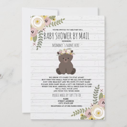 Invitation Douche Florale Dusty Par Courrier (Devant)