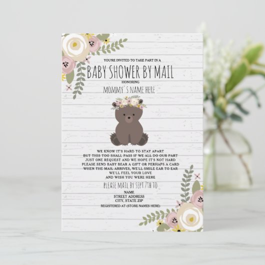 Invitation Douche Florale Dusty Par Courrier (Debout devant)