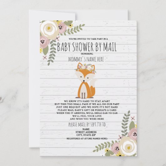 Invitation Douche Florale Dusty Par Mail Fox (Devant)
