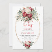 Invitation Douche Florale Glam Boho Bourgogne Blush (Devant)