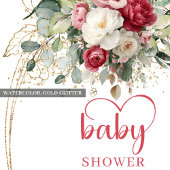 Invitation Douche Florale Glam Boho Bourgogne Blush