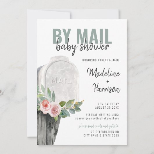 Invitation Douche florale par courrier virtuel longue distanc (Devant)