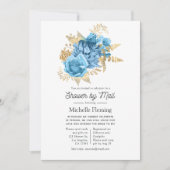 Invitation Douche florale Pastel Blue et Gold par la poste (Devant)