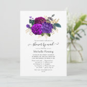 Invitation Douche Florale Royale Violette et Or par la Poste (Debout devant)