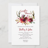 Invitation Douche florale rustique de couples de Boho Antler (Devant)