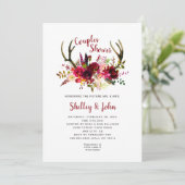 Invitation Douche florale rustique de couples de Boho Antler (Debout devant)