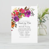 Invitation Douche florale violette et orange par courrier (Debout devant)