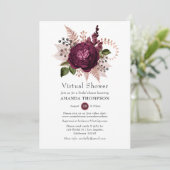 Invitation Douche Florale Virtuelle Marsala et Or Rose (Debout devant)