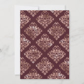 Invitation Douche Florale Virtuelle Marsala et Or Rose (Dos)