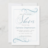 Invitation Douche Foliage moderne Fumé Bleu (Devant)