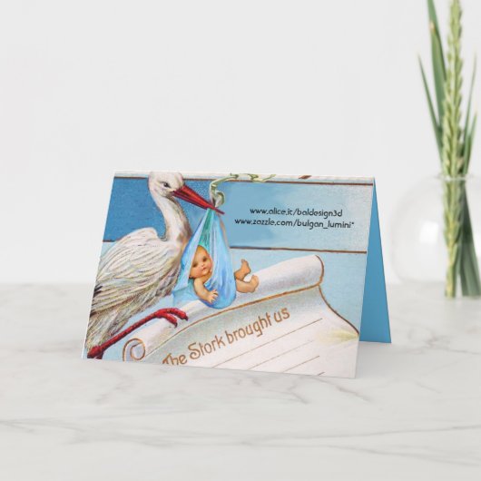 INVITATION DOUCHE GARÇON STORK BÉBÉ AVEC FLEURS (Dos)