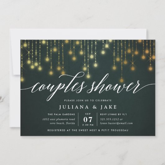 Invitation Douche Golden Garland Couples (Devant)