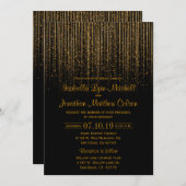 Invitation Douche Golden Star et design Mariage noir (Devant / Derrière)