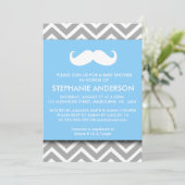 Invitation Douche grise de bébé de moustache de chevron d'or (Debout devant)