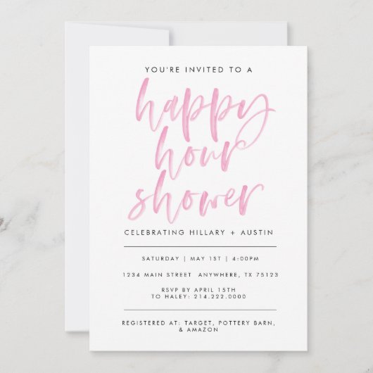 Invitation Douche Happy Hour - Rose Lt (Devant)