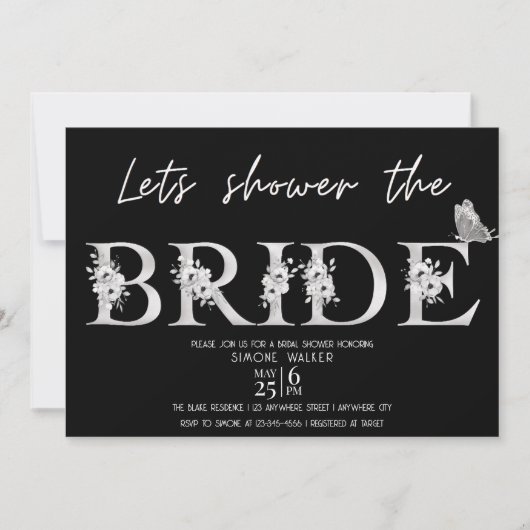 Invitation Douche la mariée Fête des mariées florale Invita (Devant)