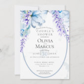 Invitation DOUCHE | Lavande d'aquarelle - bleu poussiéreux (Devant)