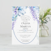 Invitation DOUCHE | Lavande d'aquarelle - bleu poussiéreux (Debout devant)