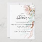 Invitation DOUCHE | Liage en cascade Turquoise Aqua Cuivre (Devant)