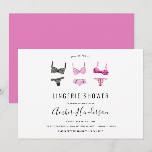Invitation Douche Lingerie (Devant / Derrière)