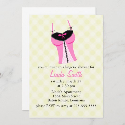 Invitation Douche Lingerie (Devant / Derrière)