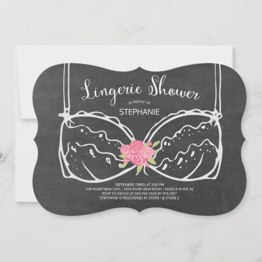 Invitation Douche Lingerie Chalkboard unique (Devant)