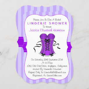 Invitation Douche Lingerie Corset violet et blanc