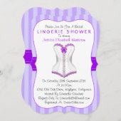 Invitation Douche Lingerie Corset violet et blanc (Devant / Derrière)