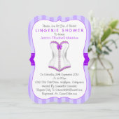 Invitation Douche Lingerie Corset violet et blanc (Debout devant)