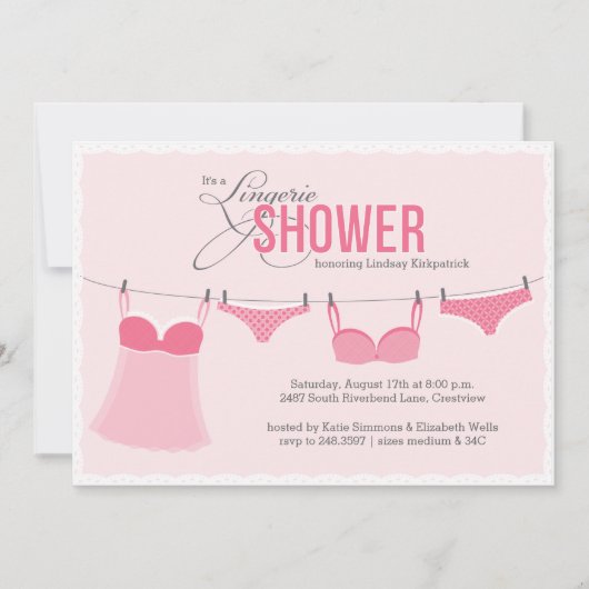Invitation Douche Lingerie Cute Rose Blush (Devant)