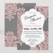 Invitation Douche Lingerie Damask Rose (Devant / Derrière)