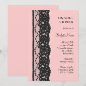 Invitation Douche Lingerie en dentelle française (rose) (Devant / Derrière)